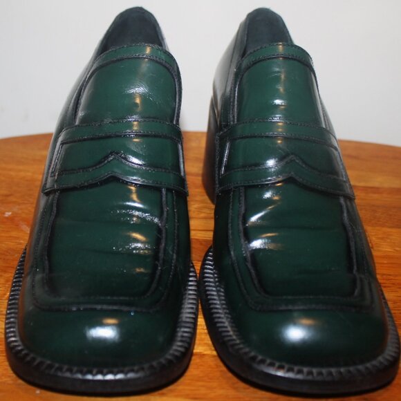 Rare PRADA Y2K Patent Chunky Heels Funky Loafers Shoes 39.5 US 9 - Picture 4 of 7